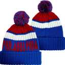 Baseball Team City Beanie, Cuffed Knit Soft Headwear for Women Men Youth, Sports Stylish Winter Hat, Gift for Fans (Blue Red 4)