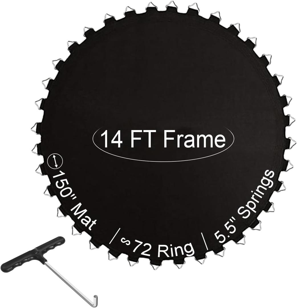 Ketofa 14 ft Trampoline Mat Replacement, Fits 14 ft Round Trampoline Frame with 72/ 80 V-Hooks, Using 5.5" Springs 150"/ 152" Premium Trampoline Mat
