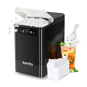 Aeitto Nugget Ice Maker 40Lbs/24H, Countertop Soft Chewable Ice Pebble Ice Machine, One-Click Operation, Auto Self-Cleaning Ice Makers with Scoop&Basket for Home, Office, Kitchen, Party (Grey)