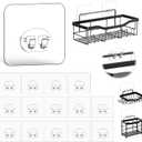 FGSAEOR 14-Pack Shower Caddy Adhesive Single Hooks For Replacement, Shower Holder Organizer Self Adhesive Wall Hooks For Bathroom Corner Shelf Basket Soap Dish