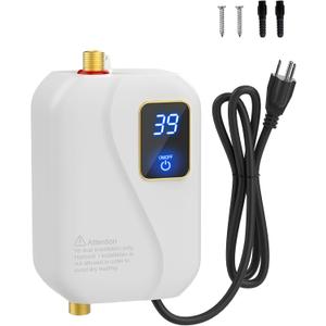 Tankless Water Heater Electric 3000W Instant Water Heater Under Sink 110V, Portable, On Demand Hot, Small, with Digital Display, for Kitchen