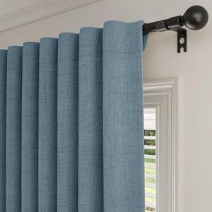 100% Blackout Curtains 72 inch Length 2 Panels Set for Dining Room Master Room, Luxury Soft Linen Textured Full Light Blocking Room Darkening Thermal Insulated Drapes (W52xL72, Dusty Blue)