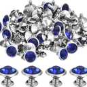 uxcell 60 Sets Rhinestone Rivets, 11mm Leather Rivets Crystal Rivets Stud Rapid Double Cap Rivets for DIY Leather Craft Fabric Clothes Belt Bags, Dark Blue