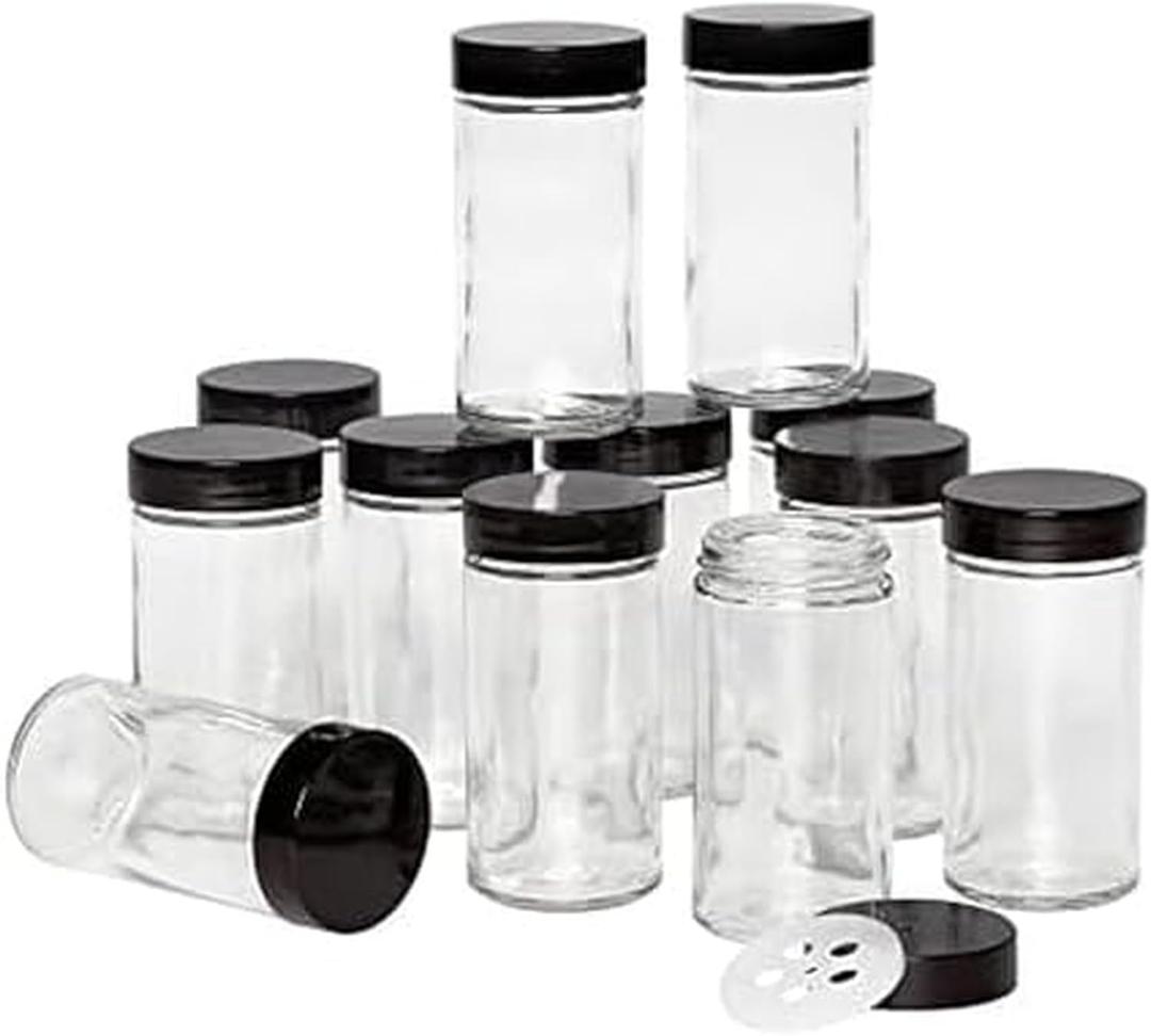 Kamenstein 5244227 Empty Jars With Black Cap, Set Of 12, 3-Ounce
