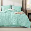 Bedsure Full Comforter Set Mint Green - Bed in a Bag Full Size Bedding Set 7 Pieces, GentleSoft Pintuck Bed Set Gift for Family, All Season Down Alternative Comforter with Sheets, Pillowcases & Shams