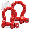 3/4" Shackle Red D Ring Shackles 4.75T D Ring Towing Heavy Duty Shackle Galvanized & Poweder Coated Anchor Shackle Forged Steel Shackles Max 28.5 Ton (57,000 Lbs) Break Strength Shakle Pack of 2