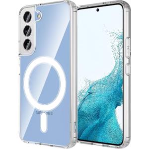 Hensinple for Samsung Galaxy S22 Case 6.1", Galaxy S22 Phone Case Magnetic [Compatible with MagSafe], Clear Hard Back Slim Drop Proof Magnetic Cover for Samsung S22 5G, Clear