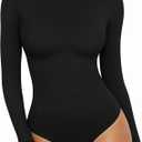 MANGOPOP Women's Boat Neck Long Sleeve Bodysuit Basic Thong Body Suit Fall Going Out Tops 2025 Size L
