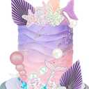 Mermaid Cake Topper Under the Sea Cake Decoration Seashell Cake Topper Under the sea Cake Decor Mermaid Party Supplies (Purple 1)