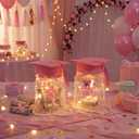 Newtay 2 Set Pink 2026 Graduation Table Decoration LED Light up Graduation Money Gift Ideas Mason Jar for Her Grad Hat Stickers Pearl String Ribbon Class of 2026 Grad Centerpiece High School College