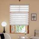 INZEBRIGH Horizontal Zebra Blinds for Windows, 72" Hx 27" W White Light Filtering Control Semi Sheer Roller Windows Shades, Dual Layer Fabric Manual Pull Window Shutter for Home, Bedroom, Office