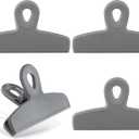COOK WITH COLOR Bag Clips - Heavy Duty Chip Clip and Refrigerator Magnet Clips for Food Storage with Air Tight Seal Grip, Grey, Pack of 4 Large Clips