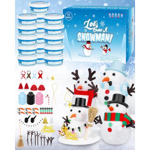 16 Pack Snowman Kit, Build a Snowman Craft Kit for Kids, Christmas Craft Creative Air Dry Clay Modeling Dough Crafts, Enhance Creativity Gifts Christmas Winter School Xmas Creative Supplies Decoration