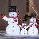 JOIEDOMI 3 Pcs 3D Christmas Collapsible Snowman Yard Light 270 Pre-Lit LED Cool White Lights for Indoor Outdoor Garden Holiday Dcor, Christmas Event Decoration, Xmas Eve Night, Red Scarf