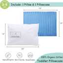 ZPECC Toddler Pillow with Pillowcase - 13x18 Organic Cotton Hypoallergenic Kids Pillow, Baby Essentials for Travel Crib Daycare Stroller (Intended for Age 2 and up) Blue Stripe