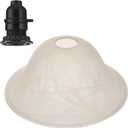 Glass Lamp Shade Replacement with Marble Veins, Shade Replacement for Torchiere Lamp, Alabaster Glass Bowl Lampshade for E26 Socket, Creates Soft Light & Warm Ambiance, E26 Socket Included