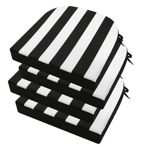 Idee-home Outdoor Chair Cushions Set of 4, Thick 17" x 17" x 3" Outdoor Seat Cushions Patio Furniture Waterproof with Ties, Dining Pads