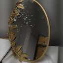 Gold Oval Decorative Mirror, 18x24 Inch Metal Frame Ornate Flower Leaves Modern Wall Mirror for Living Room, Bedroom, Entryway, Dresser, Bathroom