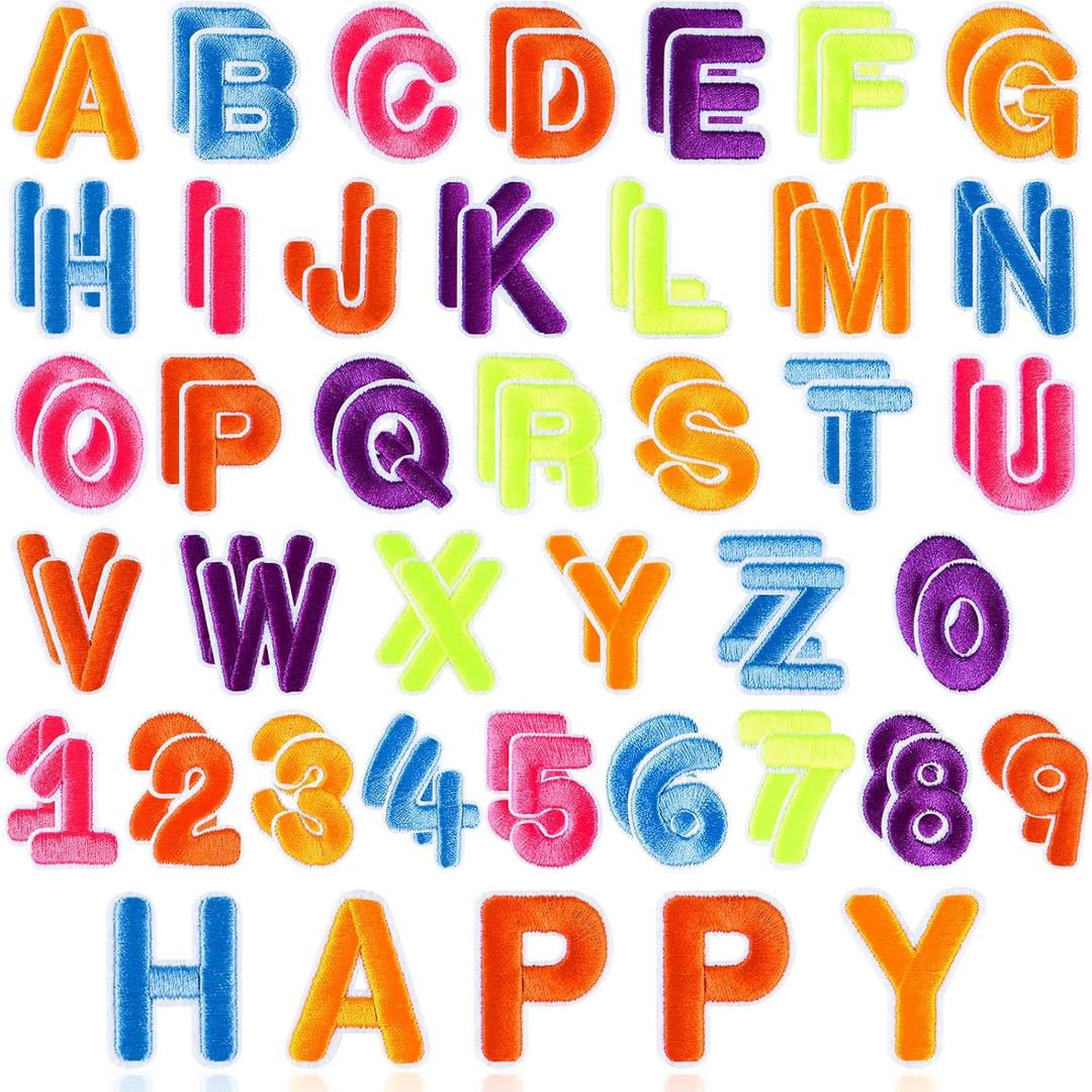 ASTARON 72 Pcs Iron on Letters and Numbers Patches,1.3 Inch Letters A-Z Numbers 0-9 Embroidered Applique Patches Alphabet Cloth Patch for Clothes, Bags, Socks, Jeans, Hat, DIY Accessories(Colorful