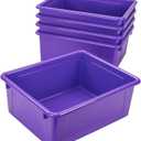 Storex Letter Size Deep Storage Tray Organizer Bin for Classroom, Office and Home, Violet, 5-Pack (62528A05C)