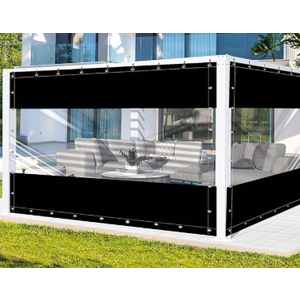 FoundGo 15 x 9 Vinyl Curtains for Patio 19oz, Outdoor Clear Vinyl Patio Enclosure,Heavy Duty Clear Tarp Waterproof Vinyl Tarps with Grommets for Pergola, Balcony,Porch,Gazebos，-4℉ Cold Resistant