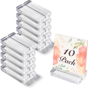 Acrylic Place Card Holder - 3" Clear Table Number Holders, Acrylic Stands for Display Wedding Business Sign Menu Name Meeting Photo, 10 Pack
