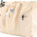 Extra Large Canvas Tote for Women Men, Utility Work Bag with Zipper (Beige)
