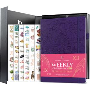 Legend Planner PRO Premium – Large Undated Weekly, Monthly & Budget Planner with Habit Tracker – Life Organizer for Time & Task Management, Goal Setting & Productivity – A4 size (Purple)