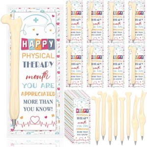 24 Sets Physical Therapy Month PT Gifts Include Bone Shape Ballpoint Pens Thank You Card Therapist Thank You PT Gift for Physical Therapy Party Supplies