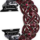 VIQIV Bling Bands for Apple Watch 40mm 44mm Iwatch Series 4 3 2 1, Diamond Rhinestone Stainless Steel Metal Bracelet Wristband Strap for Women (40/41mm (Small Fit Wrist 5.9 - 6.3 inch), Red)