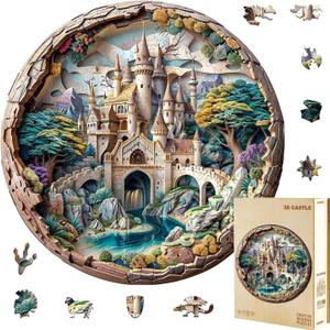3D Castle Puzzles 200 Pieces Puzzles Gifts for Adults 11.4x11.4in Wooden