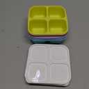 5 Pcs Bento Snack Containers, Reusable 4 Compartment Divided Food Storage Containers, Divided Lunchable Container for School, Work and Travel (5 Color) (White Lids)