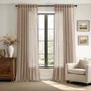 ANRODUO Taupe Linen Curtains 102 Inches Long 2 Panels Light Filtering Sheer Back Tab Rod Pocket Drapes Cotton Linen Textured Window Curtain 102 Inch Length for Bedroom Patio Sliding Glass Door