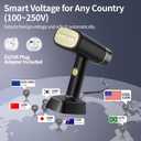 Dual Voltage(100~250V) Travel Steamer for Clothes Portable Mini with European Plug Adapter for International Travel, Europe Travel Essentials for Women, European Travel Must Haves