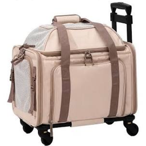 FUKUMARU Cat Carrier with Wheels, 18x11x11 Expandable Soft Cat Travel Carrier, Airline Approved Dog Carrier, Sturdy Rolling Cat Carrier with Anti-Scratch Mesh, Escape-Proof Pet Carrier for Cat
