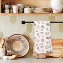 Giosve Pink Preppy Beach Kitchen Towels, Coastal Pink Starfish Seashell Beachy Hand Towels for Bathroom, Preppy Beach Decor Dish Tea Towels for Kitchen, Coastal Bathroom Decor, 16x24 Inch