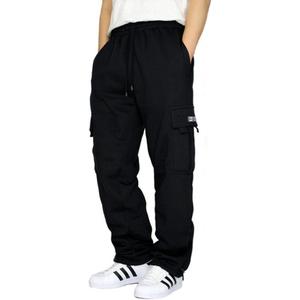 DREAM USA Men's Heavyweight Fleece Cargo Sweatpants (X-Large, Black)