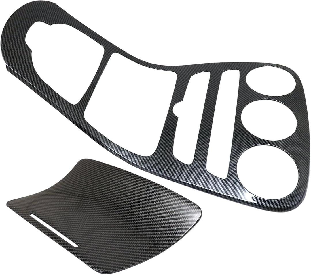 Carbon Fiber Style Center Console Panel Trim Cover Compatible with Mercedes Benz C Class W205 2014-2021 (Clock Model) Interior Dashboard Frame Decoration Sticker ABS Sedan Accessories KR104C