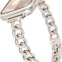 Slim Metal band Compatible with Apple Watch Bands for Women 38mm 40mm 41mm 42mm 44mm 45mm 46mm, Dressy Designer Strap Single Chain Wristband Thin iWatch Bands for Series 11 SE 10 9 8 7 6 5 4