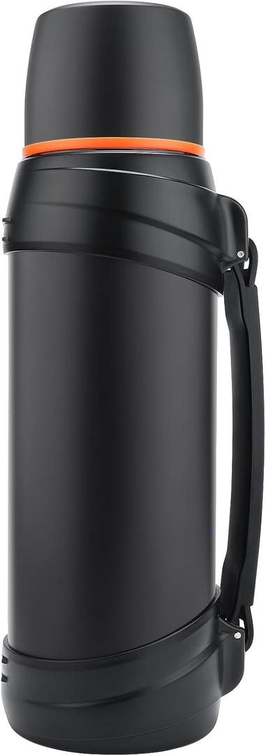 Large Thermosflask- 85oz Stainless Steel Insulated Bottle for Travel with BPA Free Cup - 2.5L Oversized Vacuum Insulated Thermoses with Handle and Strap for Hot & Cold Drinks(Black) (84.5 Ounces)