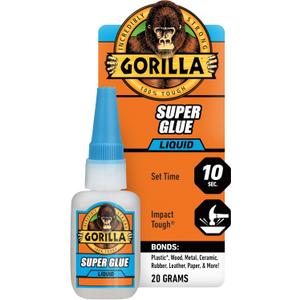 Gorilla Super Glue, Clear Glue, 20 Gram (Pack of 1) - All Purpose and Fast Setting for Projects and Repairs