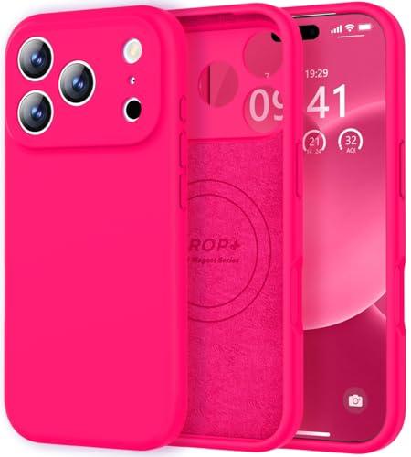 Vooii Magnetic for iPhone 17 Pro Max Case, Compatible with Magsafe (Premium Liquid Silicone) (Integrated Camera Control Button) Full Body Protective Anti-Scratch Microfiber Lining 6.9 inch, Hot Pink