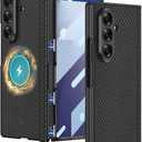 Slim-Design Case for Samsung Galaxy Z Fold 7,Compatible with Magsafe, Magnetic Hinge Protection,Full-Body Case with Screen Protector (Leather Carbon Fiber)