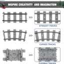 MANNIDOO Classic City Train Tracks, 72 Pieces Railroad Track with 24 Flexible, 24 Curved and 24 Straight Tracks, Train Expansion Accessories Compatible with All Major Brands Train Tracks