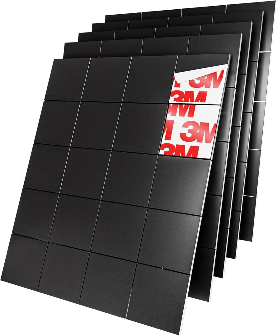 X-bet MAGNET Hyper-Sticky Magnets with Adhesive Backing - Strong Magnetic Squares for Whiteboard, Fridge, Crafts - Easy to Cut Stickers for Planning and Organization - 110pcs (0.8x0.08", 110 pcs Black)