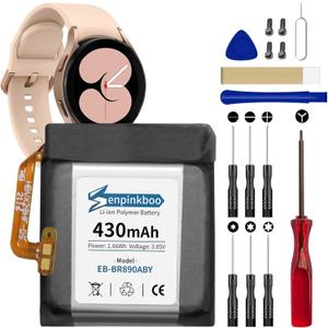 for Samsung Galaxy Watch 4 Battery Upgraded [430mAh] EB-BR890ABY Battery for Watch 4 Classic SM-R890 46mm/SM-R870 44mm Replacement with Repair Tool Kit+Screws