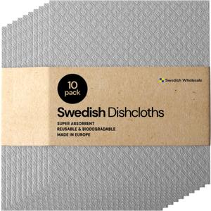 Swedish Wholesale Swedish DishCloths for Kitchen- 10 Pack Reusable Paper Towels Washable - Eco Friendly Cellulose Sponge Microfiber Dish Cloths - Kitchen Essentials - Grey (Gray)