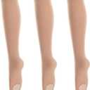MANZI 3 Pairs Women's Girls' Basic Convertible Transition Ballet Dance Tights 40-Denier (Beige, L)