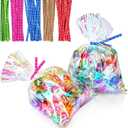 5x7 Inch Iridescent Cellophane Treat Bags with Twist Ties, Treat Bags for Candy Cookie Goodie Chocolates, And Popcorn