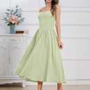 Womens Corset Dress Sexy Thigh Spaghetti Strap Bustier Cocktail Dress Low Cut Boho Formal Dresses with Pockets (Green, L)